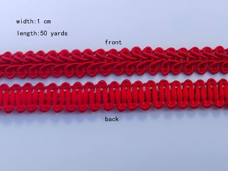 MONIDOOR 3/8 Inch Gimp Braid Trim 50 Yards for Upholstery Costume DIY Crafts (1313 Red) - Image 4